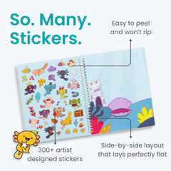 Cupkin Axolotl Sticker Book eight scenes — vibrant spreads for screen-free plane entertainment.