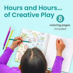 Cupkin Bunny Sticker Book garden scene 2 encourages pretend play and color exploration.