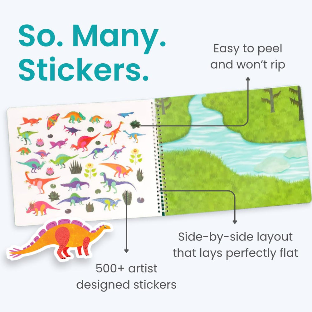 Cupkin dinosaur scene-1 with friendly T-Rex stickers for quiet travel