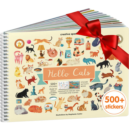 Cupkin Hello Cats sticker book cover with vibrant art and playful kittens for kids.