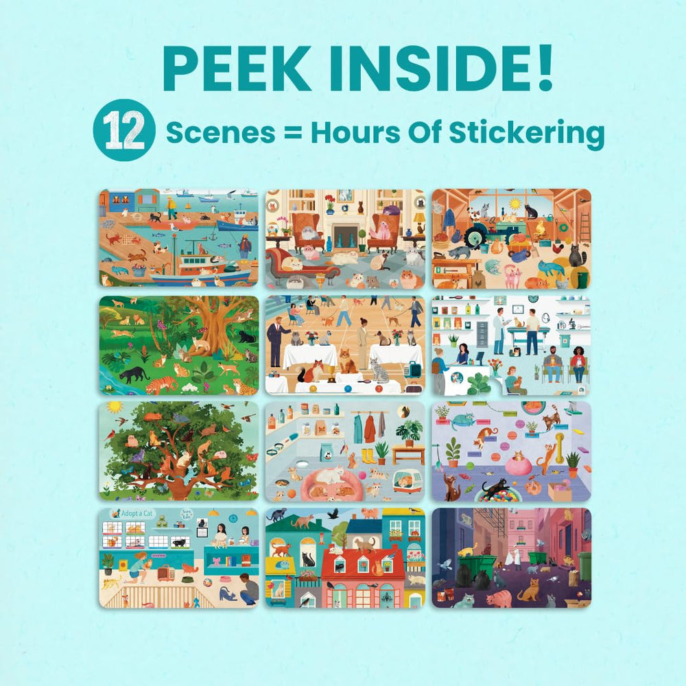 Cupkin Hello Cats sticker close-up highlights easy-peel stickers for kids.