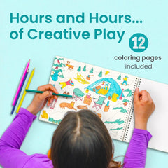 Cupkin kids traveling using book for screen-free quiet time.