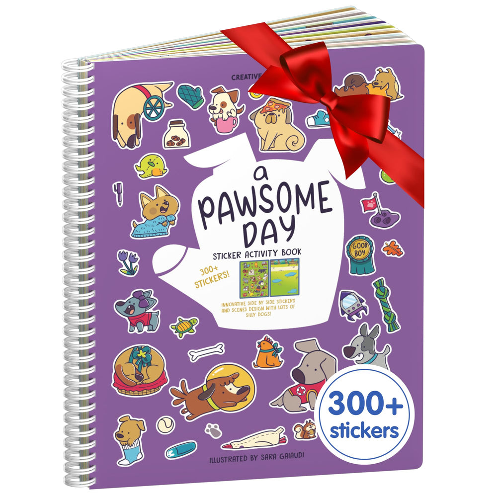 Cupkin Pawsome Day sticker book cover with playful animal scenes for kids.