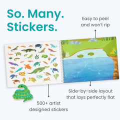 Cupkin Reptiles Scene 1 with stickers helps kids craft while traveling