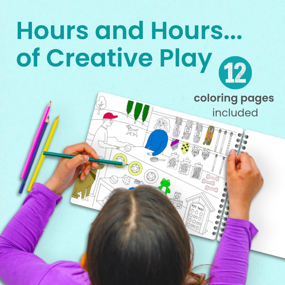 Cupkin side-by-side pages support easy sticker placement for tiny hands.