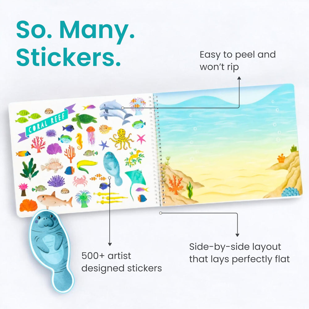 Cupkin sticker pages layout showing side-by-side scenes for easy crafting