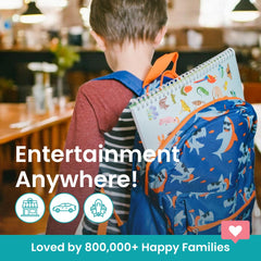 Cupkin travel-ready activity book keeps little hands busy during flights or car rides.