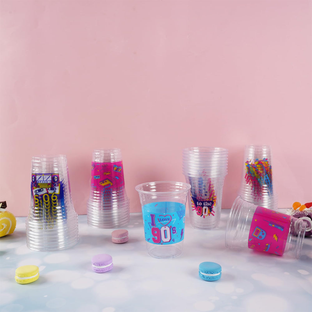 CUPLOOV retro party cups on a table ideal for outdoor entertaining.