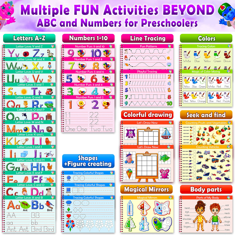 Curious 2 Learn nine-marker set included for colorful, mess-free tracing and coloring.