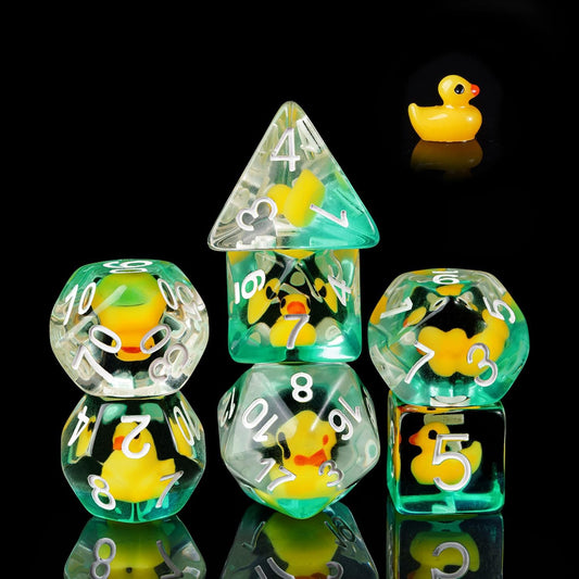 Cusdie duck-inside-dnd-dice yellow with playful interior accent for RPG sessions