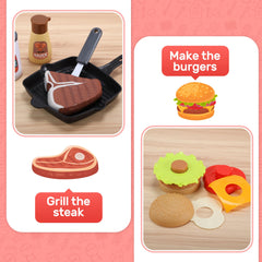 CUTE STONE BBQ lights and sound enhance pretend backyard cooking