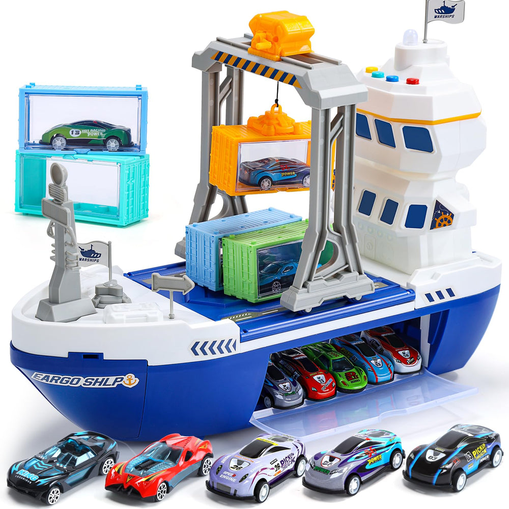 CUTE STONE cargo ship toy crane for hands on lifting of containers