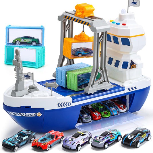 CUTE STONE cargo ship toy crane for hands on lifting of containers