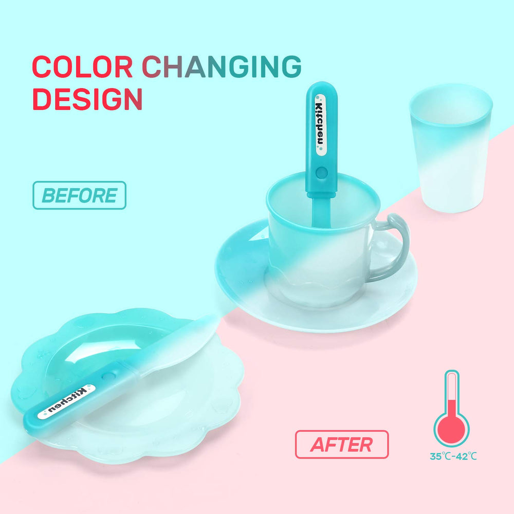 Cute Stone color changing dishes reveal temperature cues during water play.