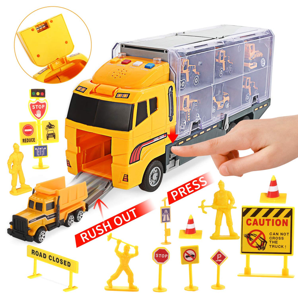 Cute Stone construction truck set features sound and lights for realistic play