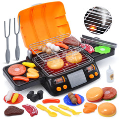 Cute Stone cooking toy BBQ set with two-layer grill promotes imaginative family play