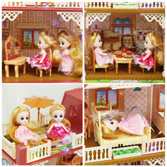 CUTE STONE Dollhouse kitchen with mini stove for pretend cooking.