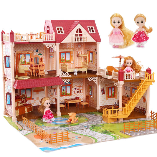 CUTE STONE Dollhouse overall view for creative storytelling and imaginative play.