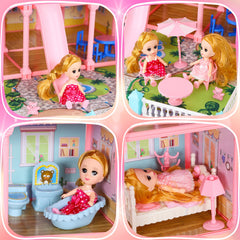 CUTE STONE Huge Dollhouse living room setup with sofas and tables for immersive role-play.