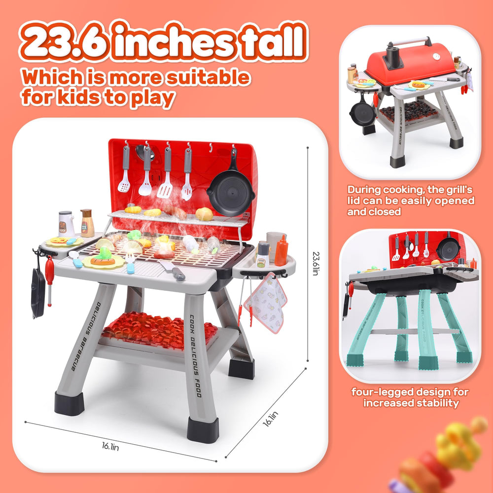 CUTE STONE grill playset lights and sounds enhance realism.