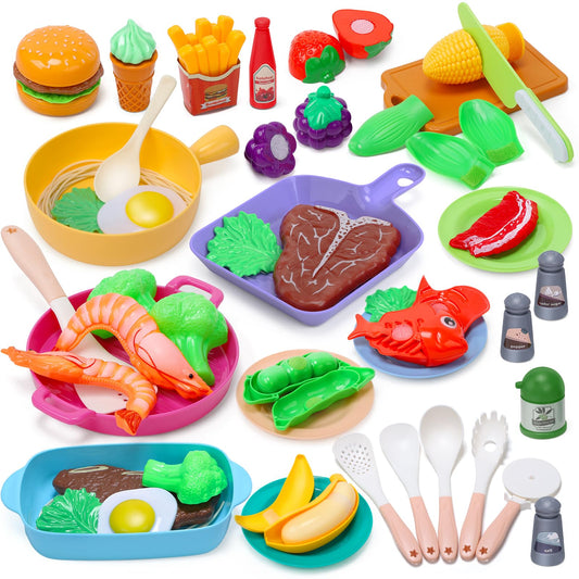 Cute Stone kids play kitchen cookware set for imaginative pretend cooking and role-play.