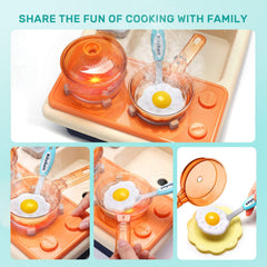 Cute Stone play tableware set encourages washing and cooking activities for kids