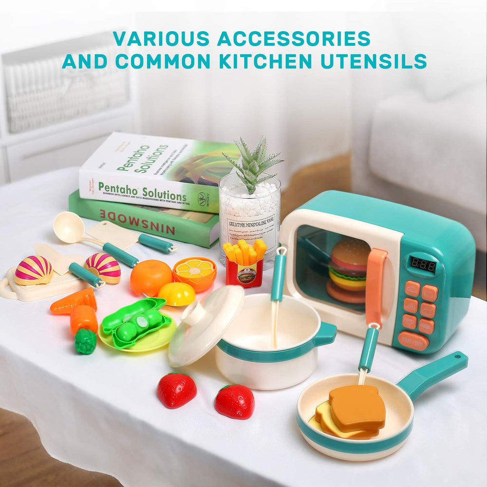 Cute Stone pretend kitchen learning toy promoting social and creative play.