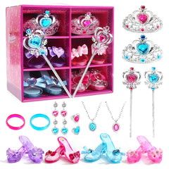 CUTE STONE princess dress up shoes set for girls, colorful heels for imaginative play