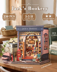 CUTEBEE Book Nook Kit assembled dollhouse sits on a shelf adding warm literary ambiance
