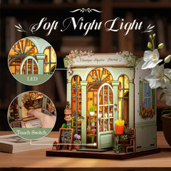 CUTEBEE Book Nook Kit dollhouse front showcases craft details and charm.