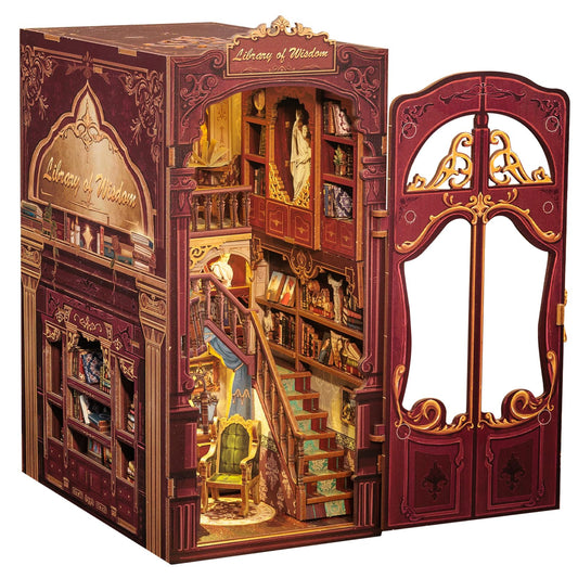 CUTEBEE Book Nook Kit library entrance for a refined bookshelf display.