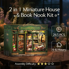 CUTEBEE Book Nook Kit lights on display glows softly