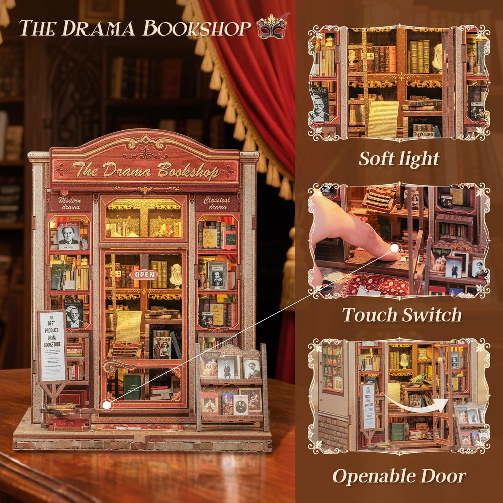 CUTEBEE Book Nook Kit miniature dollhouse interior ideal for shelf display.