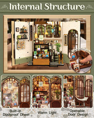 CUTEBEE Book Nook Kit retro embossed windows add timeless charm.