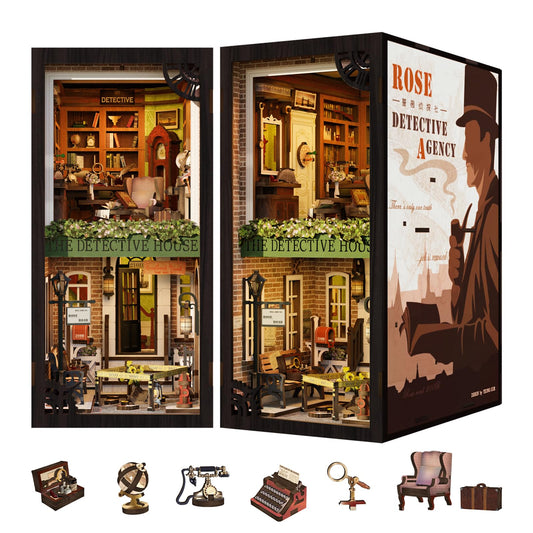 Cutebee Book Nook Kit Rose Detective Agency scene highlights a cozy, mysterious corner.