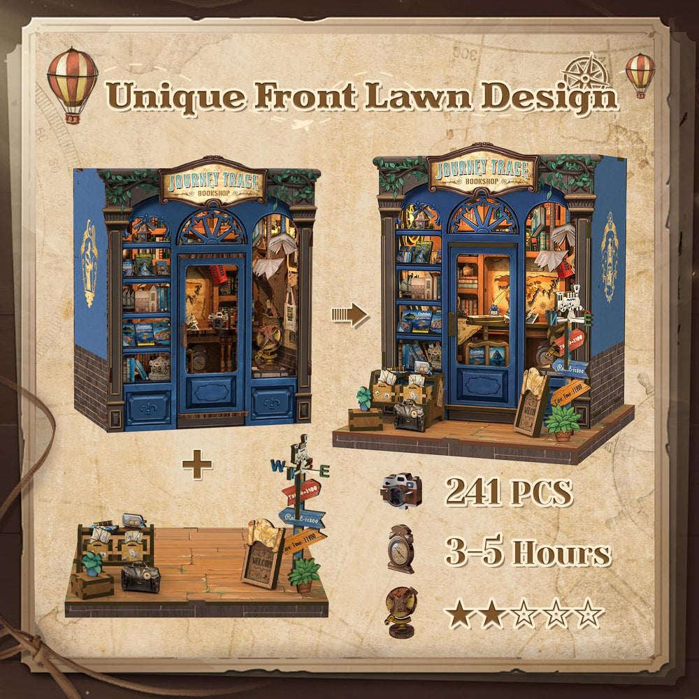 CUTEBEE Book Nook Kit travel-themed decor evokes wanderlust while you craft