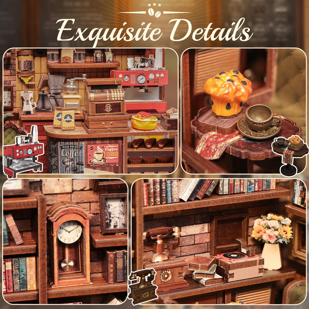 CUTEBEE Book Nook Kit wall paintings add color and character.