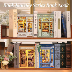 CUTEBEE book nook lit display demonstrates cozy ambience when illuminated.
