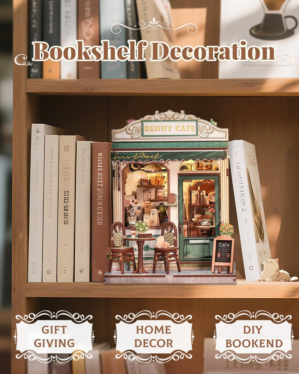 CUTEBEE Book Nook shelf display adds compact decorative charm