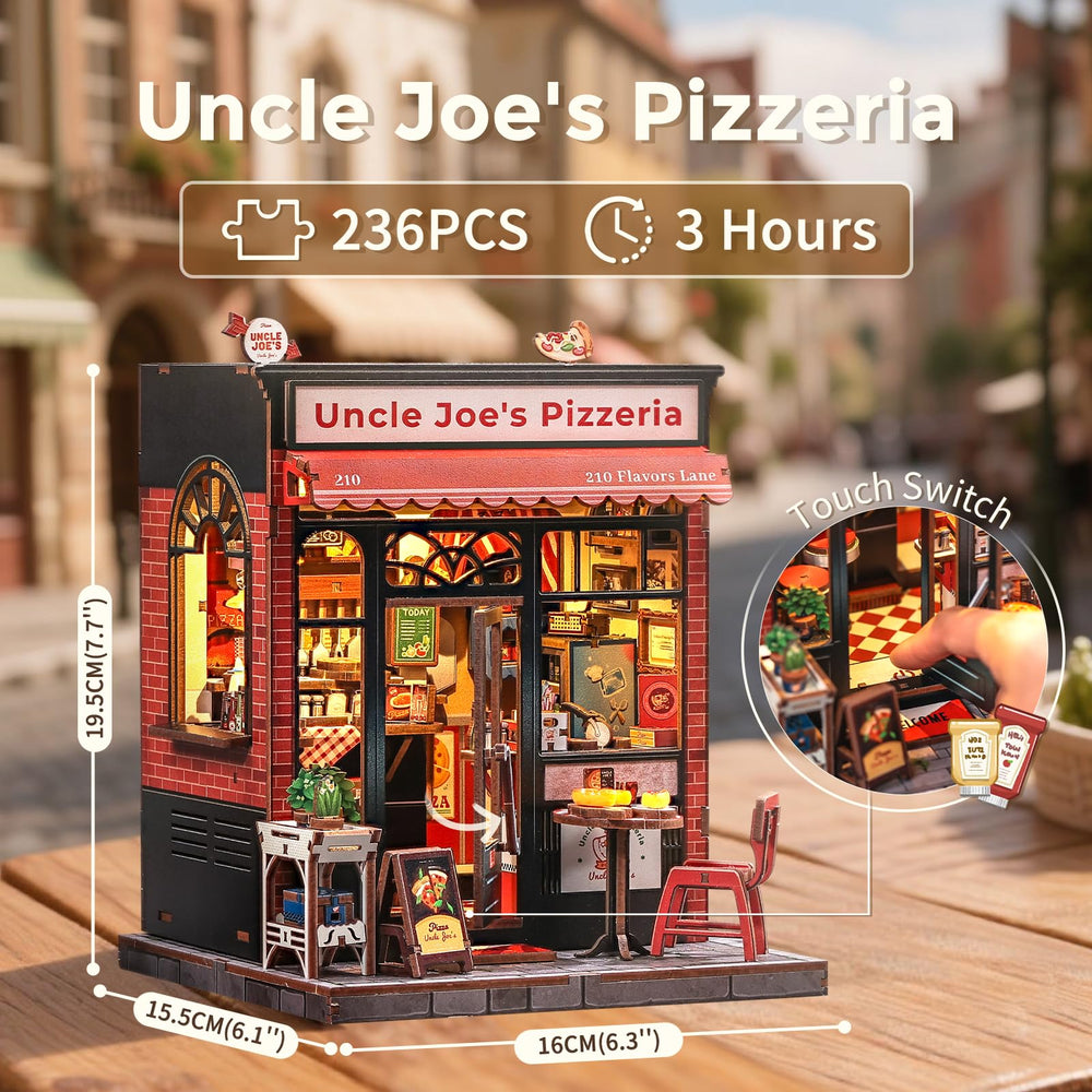 CUTEBEE Uncle Joe's Pizzeria interior shows cozy booths for desk display