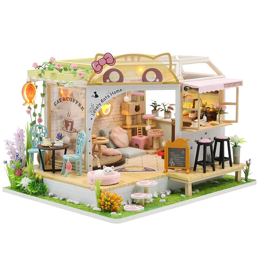 CUTEBEE dollhouse kit parts arranged for precise DIY assembly.