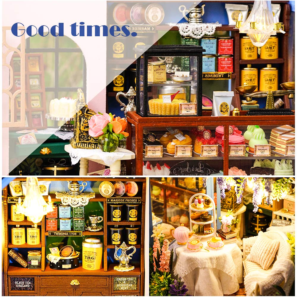 CUTEBEE Dollhouse LED warm glow enhances evening display