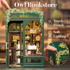 CUTEBEE Owl Bookstore kit door open highlights inviting entrance for DIY enthusiasts.