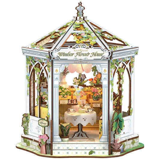 CUTEBEE Windsor Flower House cover view highlighting elegant exterior for shelf display