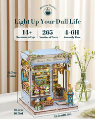 Detailed Cutefun Anna's Blue Blossom diorama with delicate wooden details.