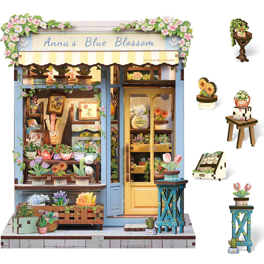Cutefun Anna's Blue Blossom Book Nook unboxed, ready to display on your shelf.