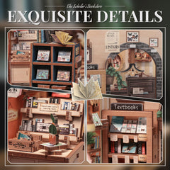 Cutefun Book Nook Kit miniature bookshop interior details