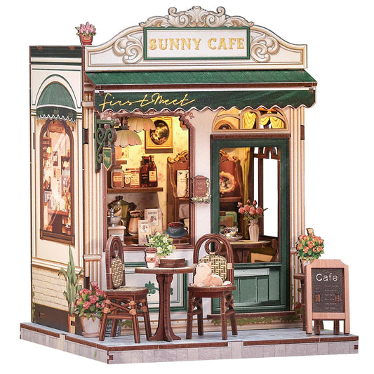Cutefun Sunny Cafe book nook scene on a shelf adds warm decor