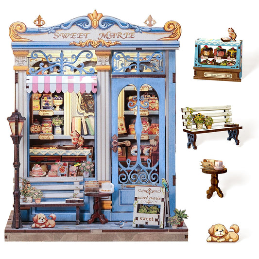 Cutefun Sweet Marie book nook kit shows a detailed façade for shelf display.