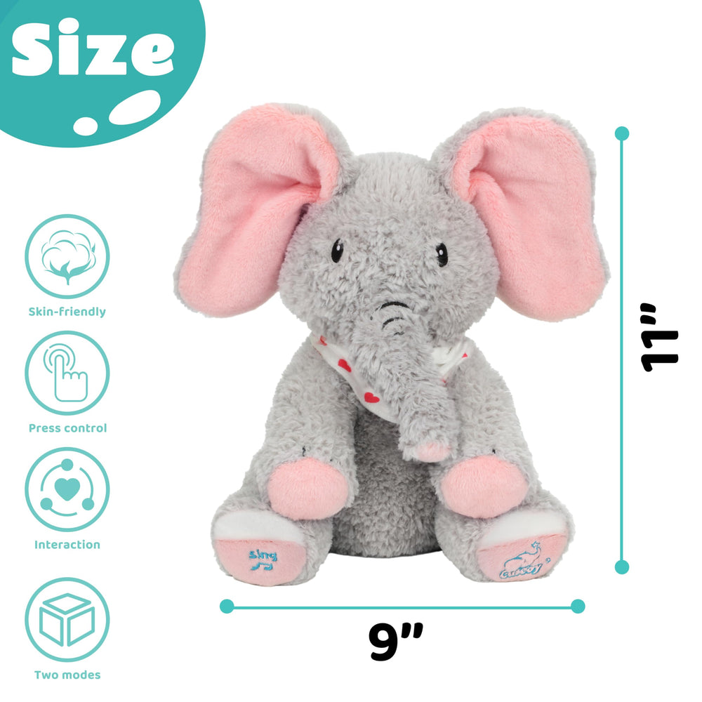 Cuteoy elephant sings three songs to engage listening and rhythm.